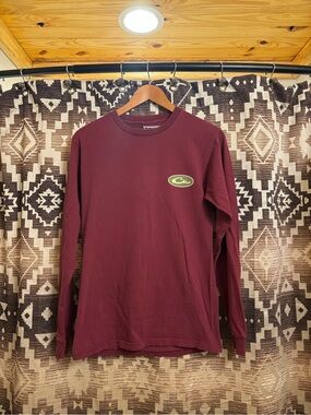Drake Waterfowl Mens Maroon Long Sleeve Shirt Size Small